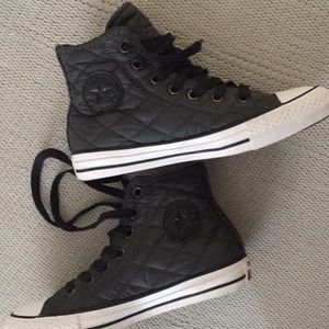 Converse quilted high tops . Size 6 women’s. Grey